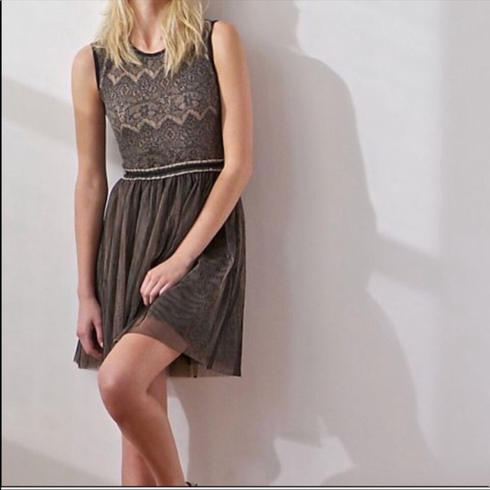 Anthropologie by Weston Wear Dress Lace Tulle grey
